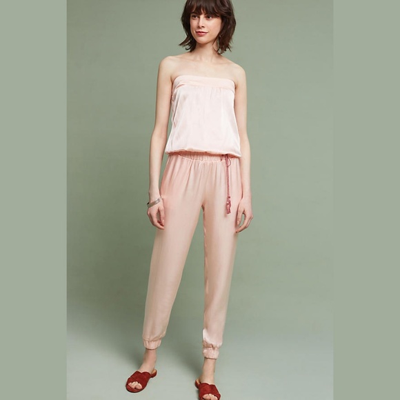 Anthropologie Pants - Anthropologie Drew Jumpsuit Pink Strapless Shimmer